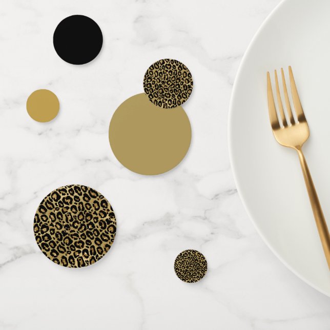 Leopard Print Gold Black Animal Print Konfetti (Gruppe)