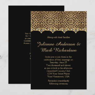 Leopard Print Gold Diamonds Bling Wedding Einladung