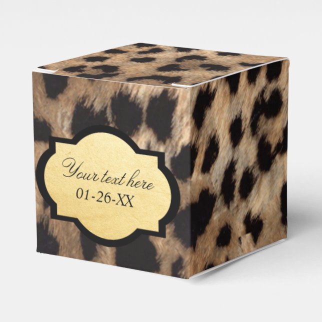 Leopard Print & Gold Foil Chic Gastgeschenk Box Geschenkschachtel (Vorderseite)