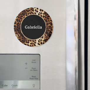 Leopard Print Gold Glitzer Sparkframe Magnet