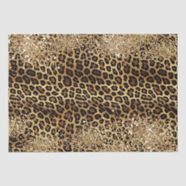 Leopard Print Gold Glitzy Sparkle Glitzer Seidenpapier