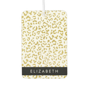 Leopard Print, Gold Leopard, Glitzer, Ihr Name Autolufterfrischer