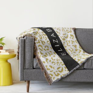 Leopard Print, Gold Leopard, Glitzer, Ihr Name Decke