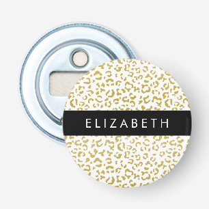 Leopard Print, Gold Leopard, Glitzer, Ihr Name Flaschenöffner