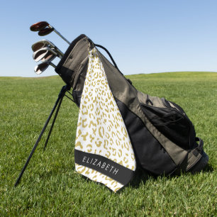 Leopard Print, Gold Leopard, Glitzer, Ihr Name Golfhandtuch