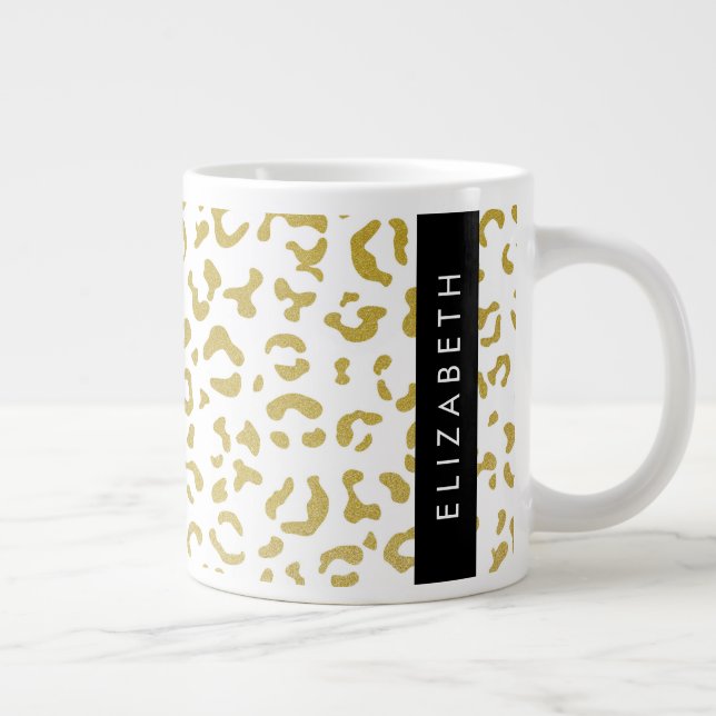 Leopard Print, Gold Leopard, Glitzer, Ihr Name Jumbo-Tasse (Rechts)