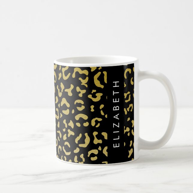 Leopard Print, Gold Leopard, Glitzer, Ihr Name Kaffeetasse (Rechts)