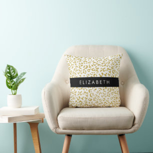 Leopard Print, Gold Leopard, Glitzer, Ihr Name Kissen