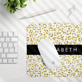 Leopard Print, Gold Leopard, Glitzer, Ihr Name Mousepad