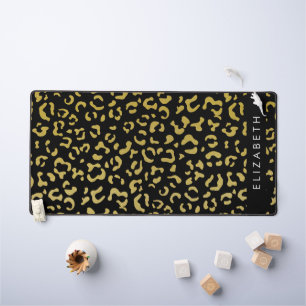 Leopard Print, Gold Leopard, Glitzer, Ihr Name Schreibtischunterlage