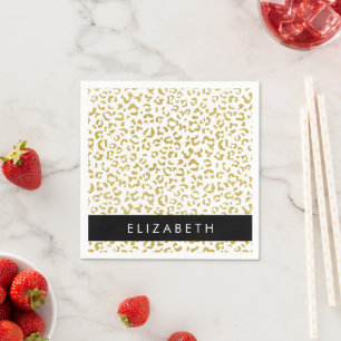 Leopard Print, Gold Leopard, Glitzer, Ihr Name Serviette
