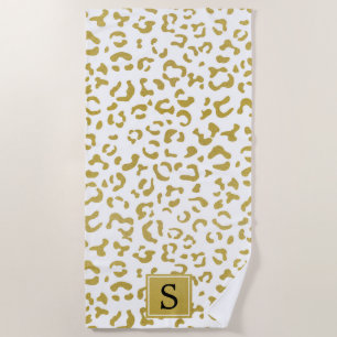Leopard Print, Gold Leopard, Glitzer, Monogramm Strandtuch
