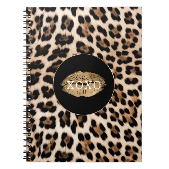 Leopard Print Gold Lips XOXO Notizblock (Vorderseite)