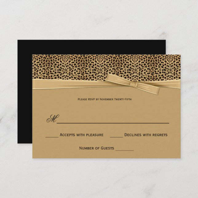 Leopard Print Gold Ribbon UAWG Einladung (Vorne/Hinten)
