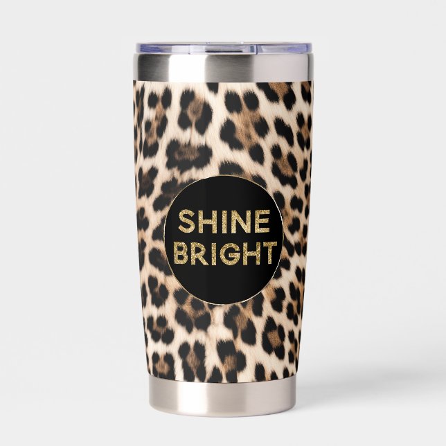 Leopard Print Gold Shine Bright Thermobecher (Vorderseite)