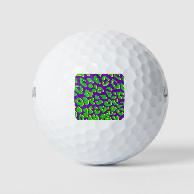 Leopard Print Green Lila Gelb Golfball (Vorderseite)