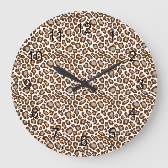 Leopard Print Große Wanduhr (Vorderseite)