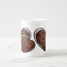 Leopard Print Hand Drawing Herz Prozellantasse