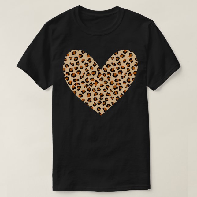 Leopard Print Heart  Cheetah Pattern Valentine's D T-Shirt (Design vorne)