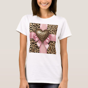 Leopard Print Heart rosa Band T-Shirt
