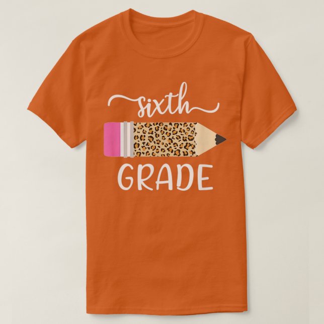 Leopard Print Hello Sixth Grade First Day of Schoo T-Shirt (Design vorne)