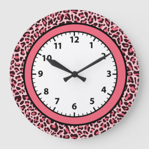 Leopard Print Hot Pink Cheetah Trendy Clock Große Wanduhr