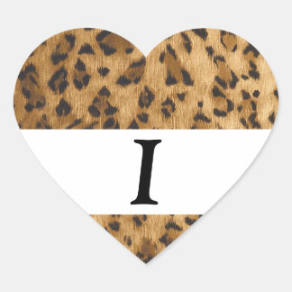 Leopard Print I monogram Initials Merchandise Herz-Aufkleber