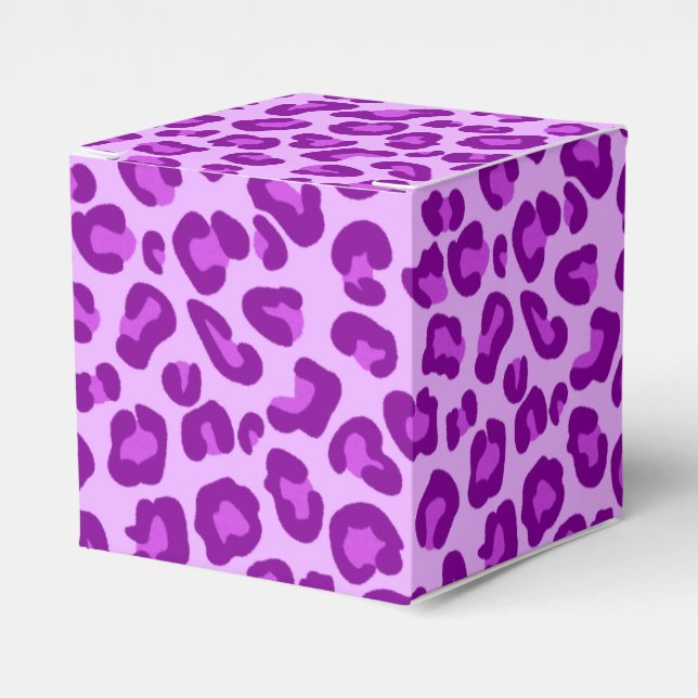 Leopard Print in Deep Lila und Lavendel Geschenkschachtel (Vorderseite)