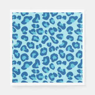 Leopard Print in Light Blue to Dark Denim Blue Serviette