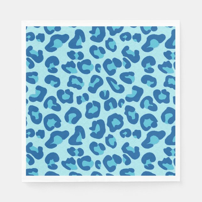 Leopard Print in Light Blue to Dark Denim Blue Serviette (Vorderseite)