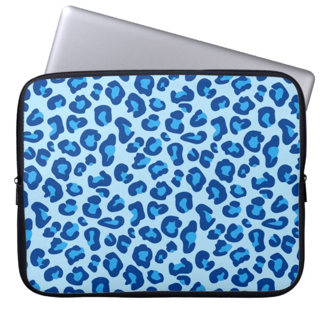 Leopard Print in Light Chambray to Dark Denim Blue Laptopschutzhülle (Vorderseite)