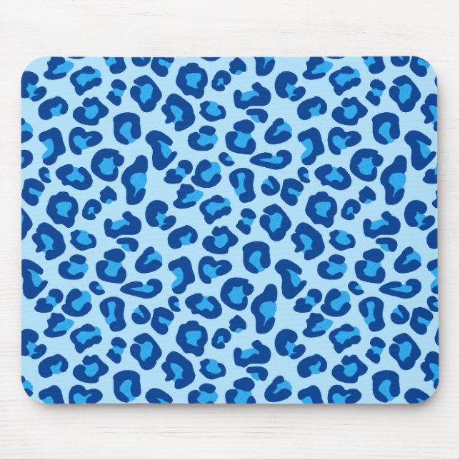 Leopard Print in Light Chambray to Dark Denim Blue Mousepad (Vorne)