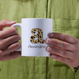 Leopard Print Initial a Lowercase and Name Kaffeetasse