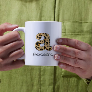 Leopard Print Initial a Lowercase and Name Kaffeetasse