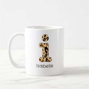 Leopard Print Initial i Lowercase und Name Kaffeetasse