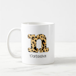 Leopard Print Initial in Lowercase und Name Kaffeetasse