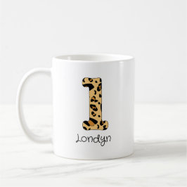 Leopard Print Initial l Lowercase und Name Kaffeetasse