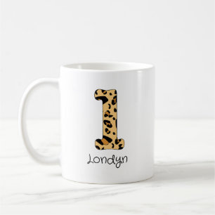 Leopard Print Initial l Lowercase und Name Kaffeetasse