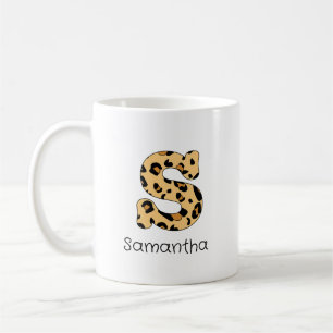 Leopard Print Initial s Lowercase und Name Kaffeetasse