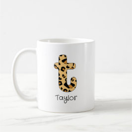 Leopard Print initial t Lowercase and Name Kaffeetasse