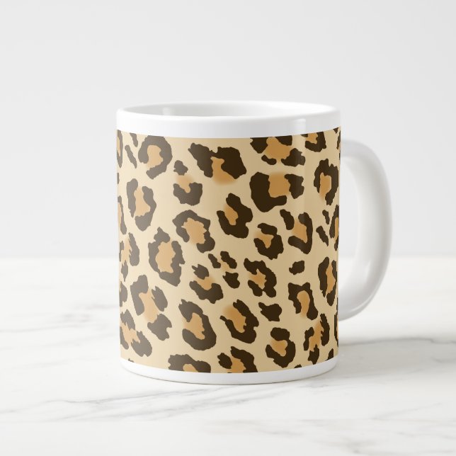 Leopard Print Jumbo Kaffee Tasse (Vorderseite Rechts)