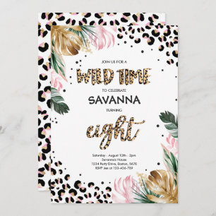Leopard Print Jungle Safari 8. Geburtstagsparty Einladung