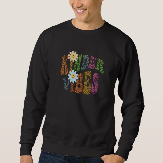 Leopard Print KINDER-STIMMUNG Lehrer Frieden Liebe Sweatshirt (Vorderseite)