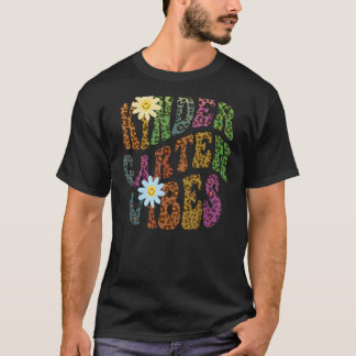 Leopard Print KINDERGARTEN VIBES Lehrer Peace Lov T-Shirt