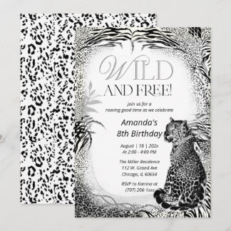 Leopard Print Kindergeburtstag Einladung