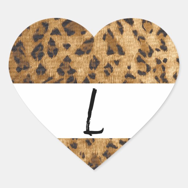 Leopard Print L Monogram Initials Merchandise Herz-Aufkleber (Vorderseite)