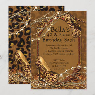 Leopard Print Ladys Einladungen zum Geburtstag