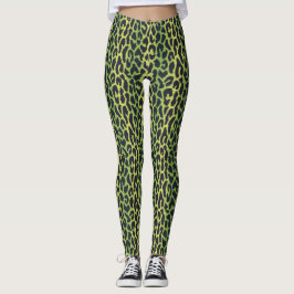 Leopard Print Leggings in Dschungelgrün