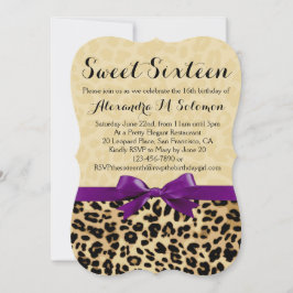 Leopard Print Lila Bow Sweet 16 Party Einladungen
