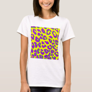 Leopard Print Lila Gelb grün T-Shirt